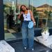 High Waisted Casual Curved Blade Jeans for Women Sparkly Hot Stamped Rhinestone Heavy Duty Loose Fitting European American Style Trousers_ecoleips.com