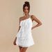 French-Style Halter Neck Dress – Flowy Ruffled Mini Dress, Off-Shoulder Backless Sexy Tiered Dress_ecoleips.com