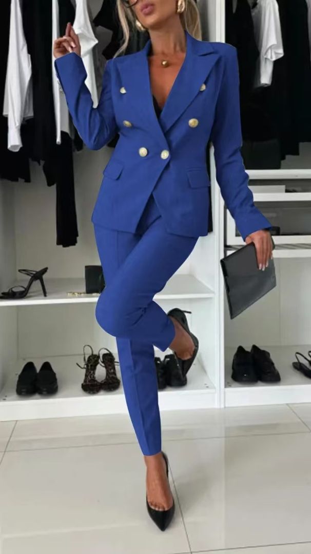 Women's Clothing Solid Color Versatile Suit Fashion Casual Pocket_ecoleips.com