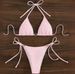 Women's Sexy Lace-Up Bikini With Heart Shaped Rhinestones Solid Color Two Piece Swimsuit European American Style Multi Color_ecoleips.com