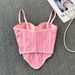 Women's Corset Bustier Top - Soft Underwire Support & Asymmetric Hem | Slim-Fit Short Strap Bralette For Layering & Clubbing_ecoleips.com