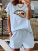 Women’s 2 Piece Outfit Set – Oversized Graphic T-Shirt And Biker Shorts Matching Set, Casual Summer Lounge Tracksuit For Daily Wear-366_ecoleips.com