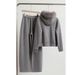 Women's Clothing Women's Fleece Lined Thick Tracksuit Set Style Winter Outfit Gray Fur Collar Sweatshirt And Pants_ecoleips.com