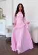 Elegant Waist-Cinching Long Sleeve Evening Dress Slimming Flared Muslim Dress For Special Occasions Polyester_ecoleips.com