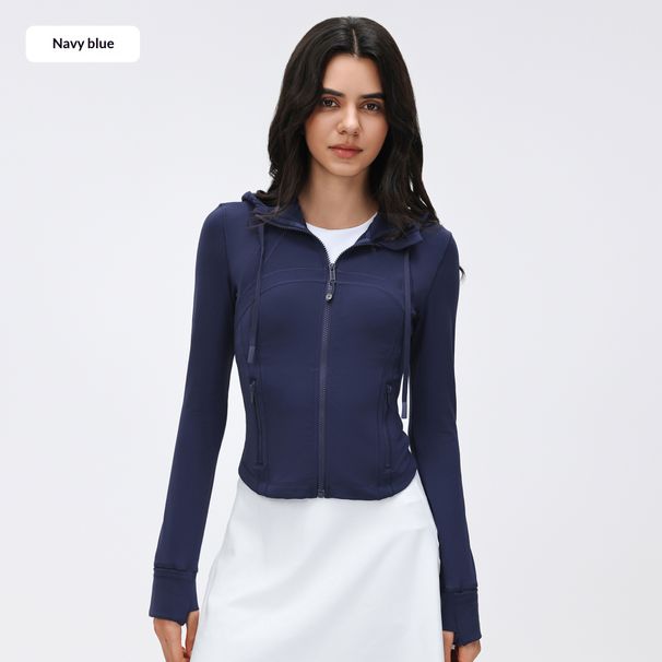 Spring New Arrival Women's Slim Fit Hooded Short Jacket, Professional Quick Drying Yoga Fitness Jacket D25180_ecoleips.com