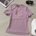Slim Fit Ribbed Cotton Stretch Short Sleeve T-Shirt For Women, U-Neck Everyday Basic Tee, Soft Comfortable Casual Top_ecoleips.com