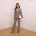 2025 New Waist-Cinching Casual Fashion Solid Color Small Blazer High-Waisted Flared Pants Women's Suit_ecoleips.com