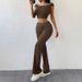 Women's Clothing Versatile Leisure Sports Simple Solid Color Close Fitting Fashion Suits_ecoleips.com