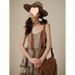 Sweet And Spicy Ruched Strap For Women, Summer New Bohemian Style, Irregular Hem, Knee-Length Midi Dress_ecoleips.com