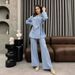 Women's Clothing Women's INS Lace Up Suit Kimono Jacket Shirt Fashion Trousers Suit_ecoleips.com