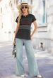 Womens Summer Tops Short Dolman Sleeve Crew Neck Striped Shirts Spring 2026 Fashion Beach Vacation Clothing_ecoleips.com