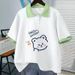 Cute Cartoon Print Polo T-Shirt & Pants Set For Teen Girls - Soft Cotton Blend Summer Outfit (XS-XL, Multiple Colors)_ecoleips.com