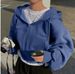 Women's Clothing Hooded Short Sweatshirt Jacket Zip-Up Hooded Cropped Sweatshirt Korean Loose Fit Casual Pullover With Batwing Sleeves In 7 Colors_ecoleips.com
