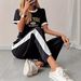 Women's Clothing Women's Comfortable Casual T-Shirt And Color-Block Drawstring Pants Set Loose Fitting Daily Commute Short Sleeve Outfit_ecoleips.com