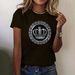 Women's Clothing Women's Crew Neck T-Shirt Style Crown Greek Letter Print Top For Formal & Casual For Women_ecoleips.com