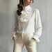 Women’s Office-Ready Blouse – Elegant Stand Collar With Ruffle Detail, Lightweight Polyester, Classic Beige (S-XXL)_ecoleips.com