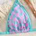 Women's Checkered Print Halter Bikini Set Quick-Dry Polyester Swimwear With Adjustable Straps For Beach Pool S-L Size_ecoleips.com