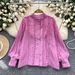 Elegant French-Style Lace Trimmed Blouse With Lantern Sleeves – Romantic & Youthful Women's Top_ecoleips.com