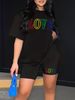 Summer Women's Casual And Fashionable Love Letter Print Loose T-shirt+shorts Two-piece Sportswear Suitable For Daily Wear-47_ecoleips.com