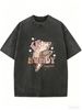 Leopard Print Lightning Bolt Boot Pattern, Retro Western Style Women's T-shirt, Acid-washed Oversized Loose Fit, Perfect For Country Music Festivals._ecoleips.com