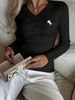 Women's Casual Fashion V-Neck Long-Sleeve Pullover Sweater Spring Cable-Knit Regular Thickness Polyester_ecoleips.com