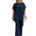 Women's Clothing Temperament Elegant Loose Irregular Round Neck Chiffon Top Set_ecoleips.com