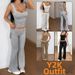 Women's Clothing Spring Autumn Y2K Two Piece Set American Style Solid Color Lace Up Slimming Commuter Casual Pants_ecoleips.com