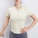 Yoga Clothes Sports Short-sleeved Tops Women's Summer Semi-zipper Sports T-shirts Running Slim-fit Stand-up Collar Fitness Clothes_ecoleips.com