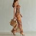 Spring Floral Wrap Dress V-Neck Ruffle Hem Casual Party Women's Dress Elegant Waist-Defining Belt Date Nights Brunch XS-XXL_ecoleips.com