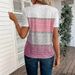 Women's Clothing V Neck Short Sleeved Tops Large Size Contrast Color Matching Print Pullover Versatile T Shirt_ecoleips.com