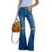 European And American Ladies Jeans Temperament Commuter Waist Micro-La Hole Jeans_ecoleips.com