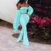 Women's Slim Fit Jumpsuit Solid Color Strapless Long Sleeved Pleated Two Piece Sexy Cross Border European American Style_ecoleips.com