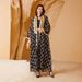 Muslim Dress Women Elegant Muslim Abaya Set With Embroidered Tulle & Gold Trim – Modest Long Sleeve Dress & Underskirt (5 Sizes)_ecoleips.com