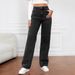 Women's High-Waisted Blue Jeans - Loose Fit Straight Leg,Stretch-Free Cotton, Long Trousers For Spring & Fall_ecoleips.com