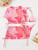 Women's Tie-Dye Bikini Set Bohemian Beachwear Sexy Two-Piece Swimsuit with Matching Sarong And Headscarf for Vacation 4 Piece_ecoleips.com