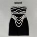 Women's Clothing Rhinestone Bandage Skirt Banquet Party Tube Top Skirt With Collar_ecoleips.com
