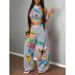 Women's Midriff Baring Two Piece Set Tank Top And Wide Leg Pants Sports Street Style Hip Hop Suit_ecoleips.com