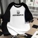 Unisex Minimalist Printed Raglan Short Sleeve T-Shirt Soft Pure Cotton Top for Women New Spring/Summer/Autumn Style Base Layer_ecoleips.com