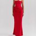 2026 European And American New Style Multi-color Waist Cinching Off-shoulder Fishbone Ruched Long Bodycon Dress Satin_ecoleips.com