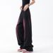 American Spring Summer New Graffiti Washed Jeans For Women Retro Design Straight Wide-Leg Long Pants_ecoleips.com