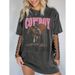European Size Women's Pure Cotton EZwear T-Shirt Letter Print Western Style Crew Neck Top_ecoleips.com