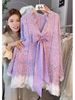 girl French Sweet Bow Sweater Lazy Women's Autumn Winter Outfit 2025 Lace Patchwork Knitted Loose Top_ecoleips.com