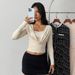 Voya Women's Temperament, Inner Top, Knitted Shirt, Swinging Collar, Short Style, Spring And Summer Slim Fit, Inner Top, Outer Wear, Long Sleeved_ecoleips.com