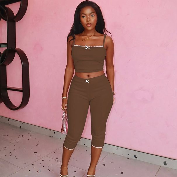 Women's Lace Trim Camisole Top And Slim Fit Shorts Set Fashion Summer Wholesale New Arrivals_ecoleips.com