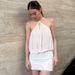 Women's Slim Fit Dress Sexy Halter Neck Mesh Splicing Pleated Hip Body Fashion Spring_ecoleips.com