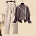 Women's Clothing New Three-piece Knitted Set For Women Thickened Vest High Collar Knitted Sweater Carrot Pants Three Piece Suit Spring Autumn Winter_ecoleips.com