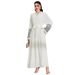 Women's Muslim Clothing Elegant Pocket Cardigan Embroidered Color-Block Dress Belted Robe_ecoleips.com