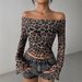 Women's Clothing Women's Sexy One Shoulder Long Sleeve Women's Leopard Print Tops Sexy Hot Girls Bottoming Shirt_ecoleips.com