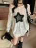 Hole Star Loose Y2K T Shirt Women O Neck Drawstring Long Sleeve Tees Fashion Streetwear Kpop Pullover Tops Female T-shirts_ecoleips.com
