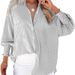 Striped Long Sleeved Loose Shirt Casual Women's New Pocket Shirt Top_ecoleips.com